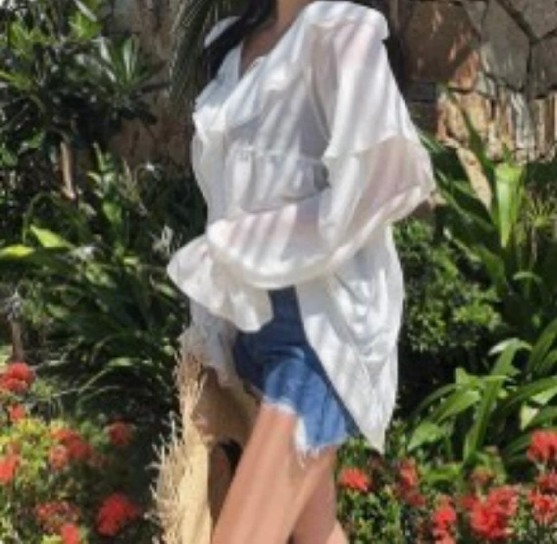 에이블리 쉬폰 프릴 러플 타이 블라우스 미니 원피스 상품이미지2