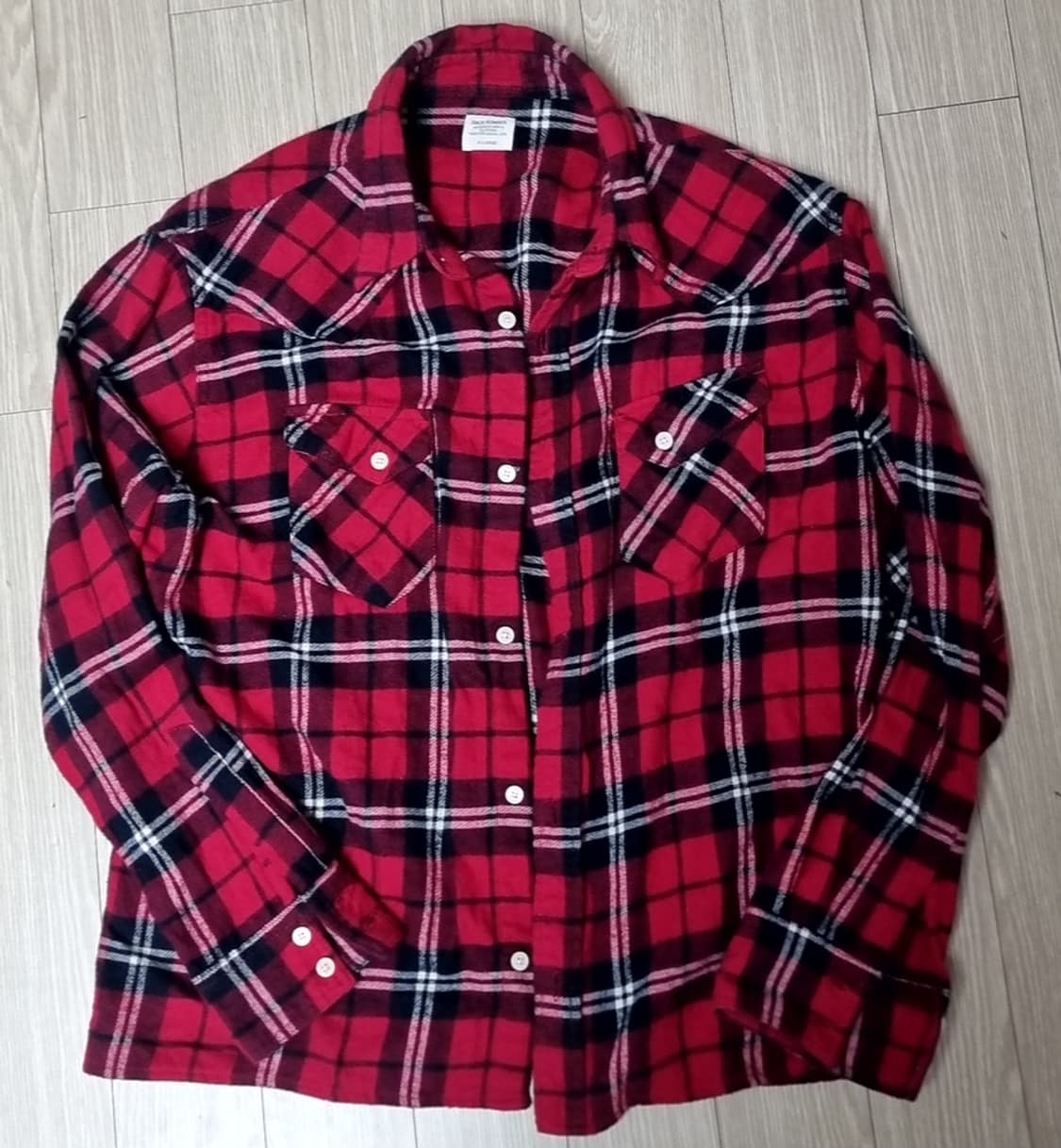 백 넘버 일판 레드 체크 남방 셔츠 긴팔(100) 상품이미지7