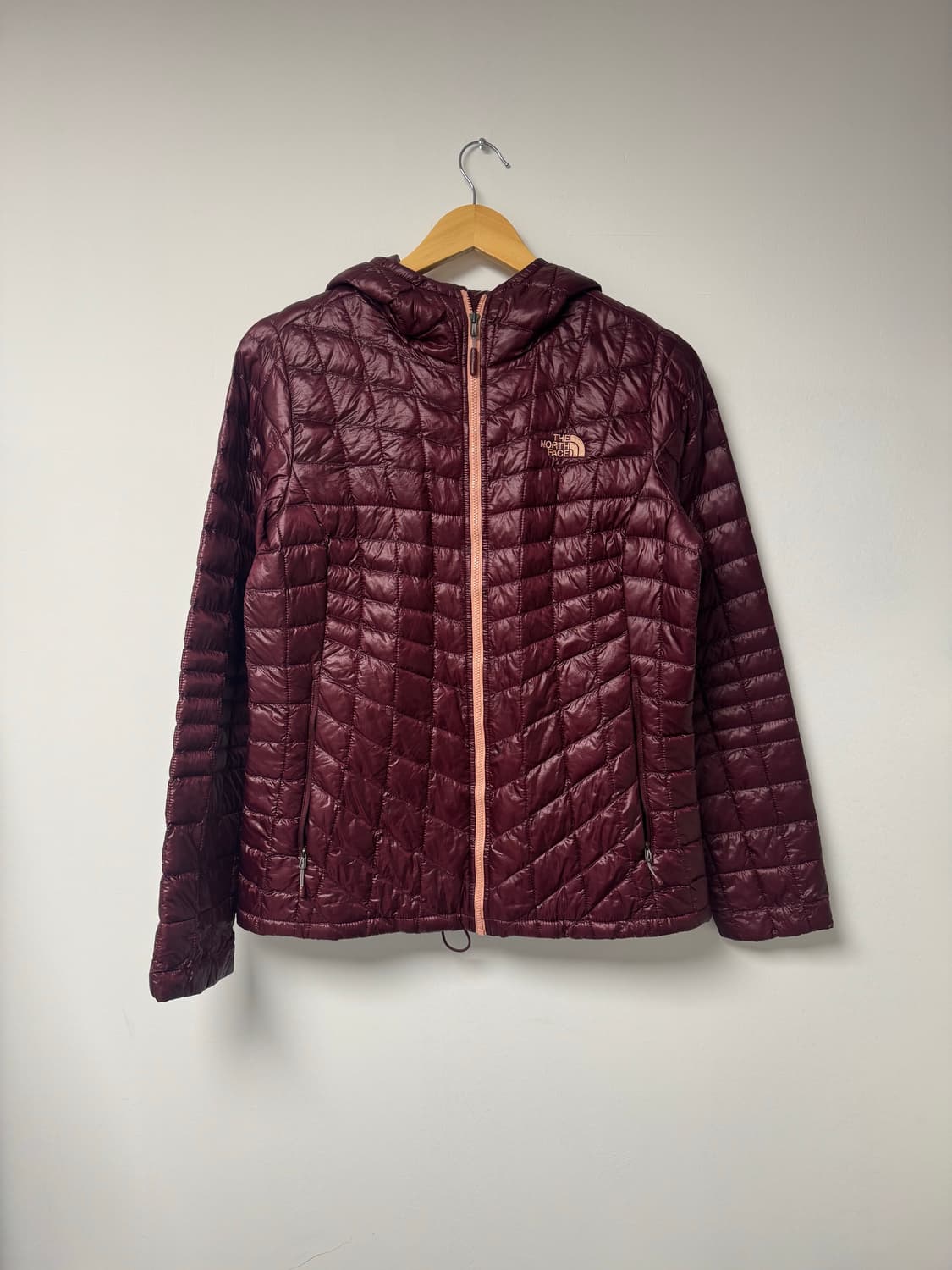 노스페이스 스퀘어 버건디 후드 경량 패딩 M 상품이미지2