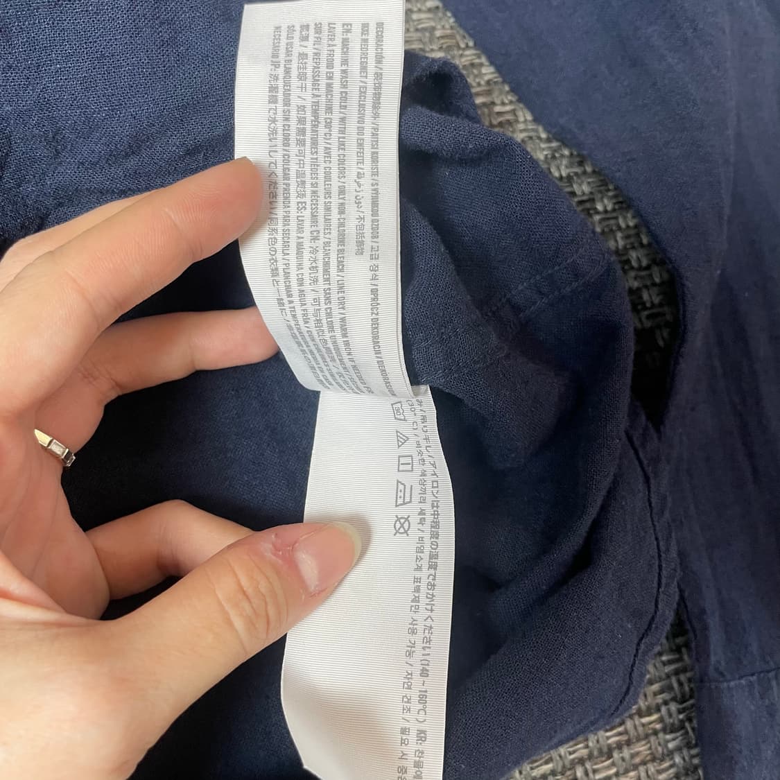 홀리스터 네이비 미니로고 린넨 셔츠 L 상품이미지7