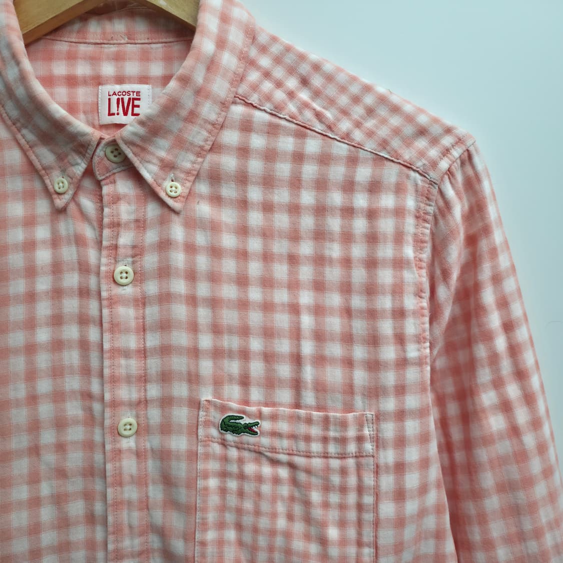 [S] 라코스테 라이브 체크 셔츠 핑크 상품이미지4