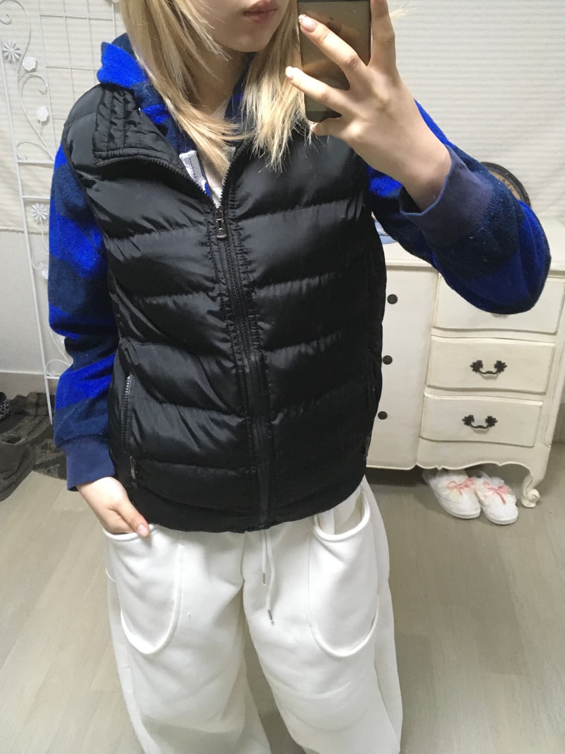 jpn vintage 블랙 패딩조끼 상품이미지1