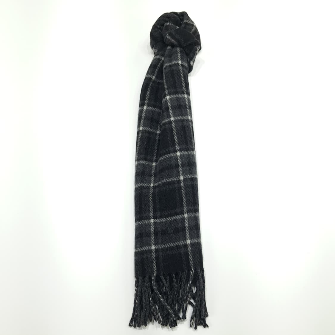 MX222 폴로 랄프로렌 블랙 타탄체크 헤링본 버진울 양면 목도리 머플러 상품이미지3