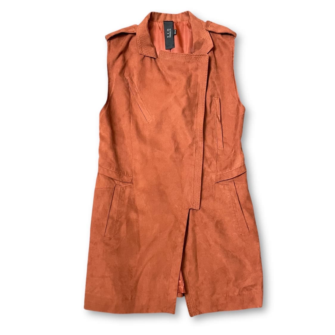 지오송지오 레드브라운 스웨이드 조끼 베스트 원피스 상품이미지1