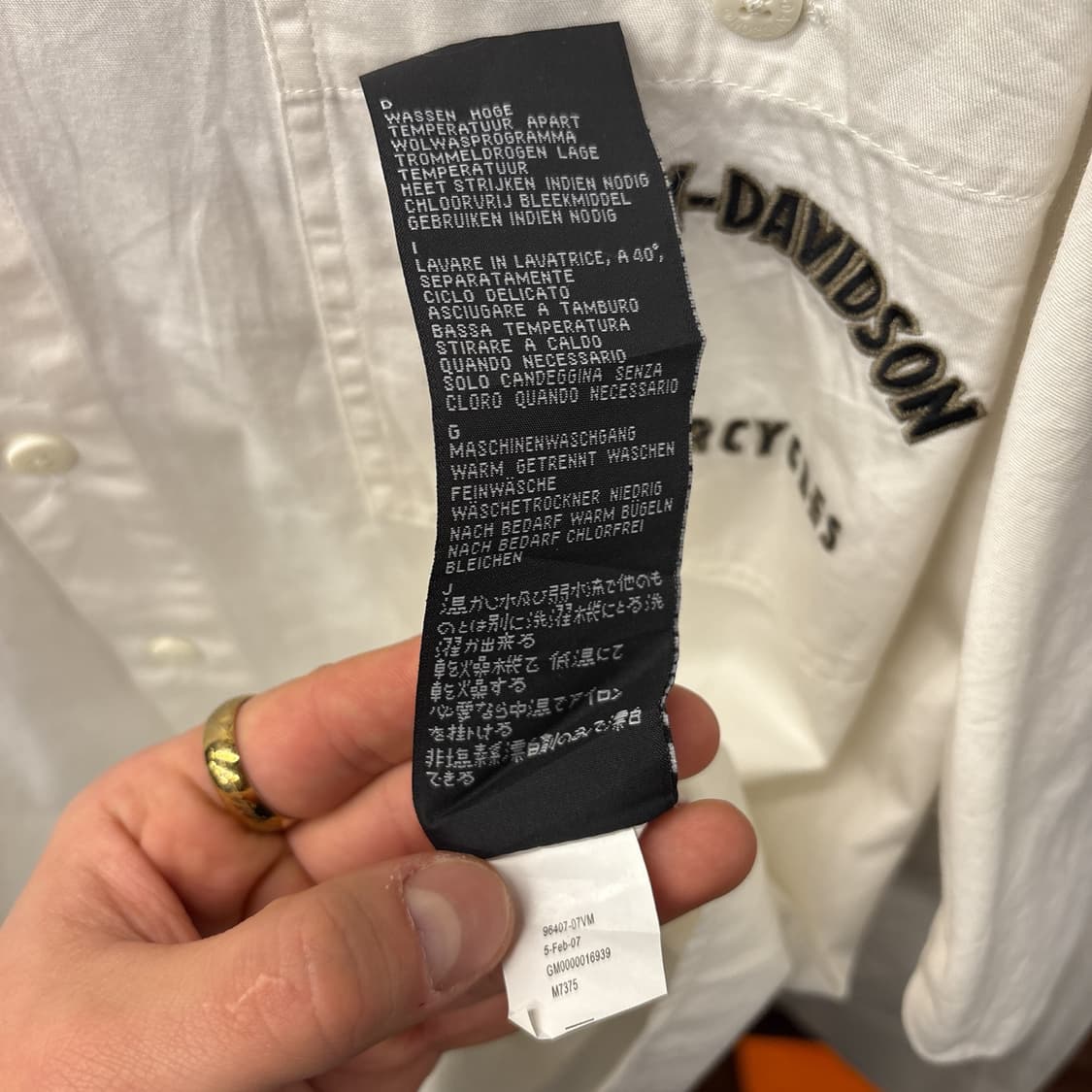 00s 할리데이비슨 아치 엠브로이드 레터링 라이딩셔츠 N957 상품이미지9