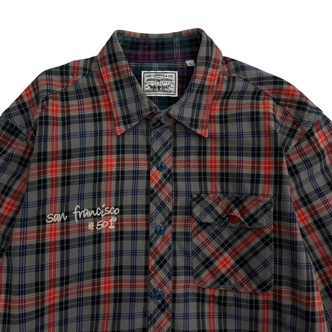 리바이스 사이드 포켓 잔체크 셔츠 L 상품이미지4