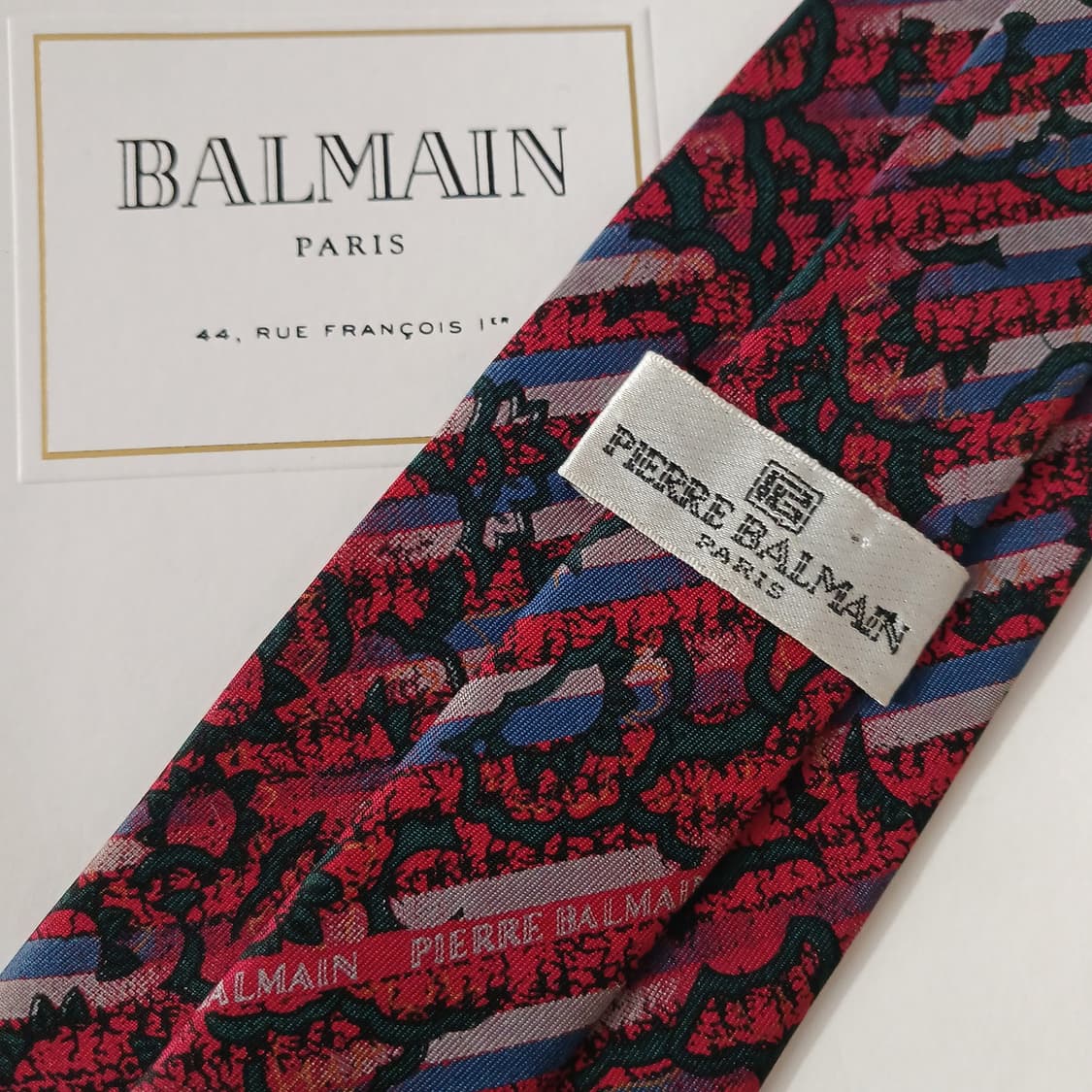 발망 실크 레드 패턴 넥타이 8.4cm B등급 A19362
 상품이미지5