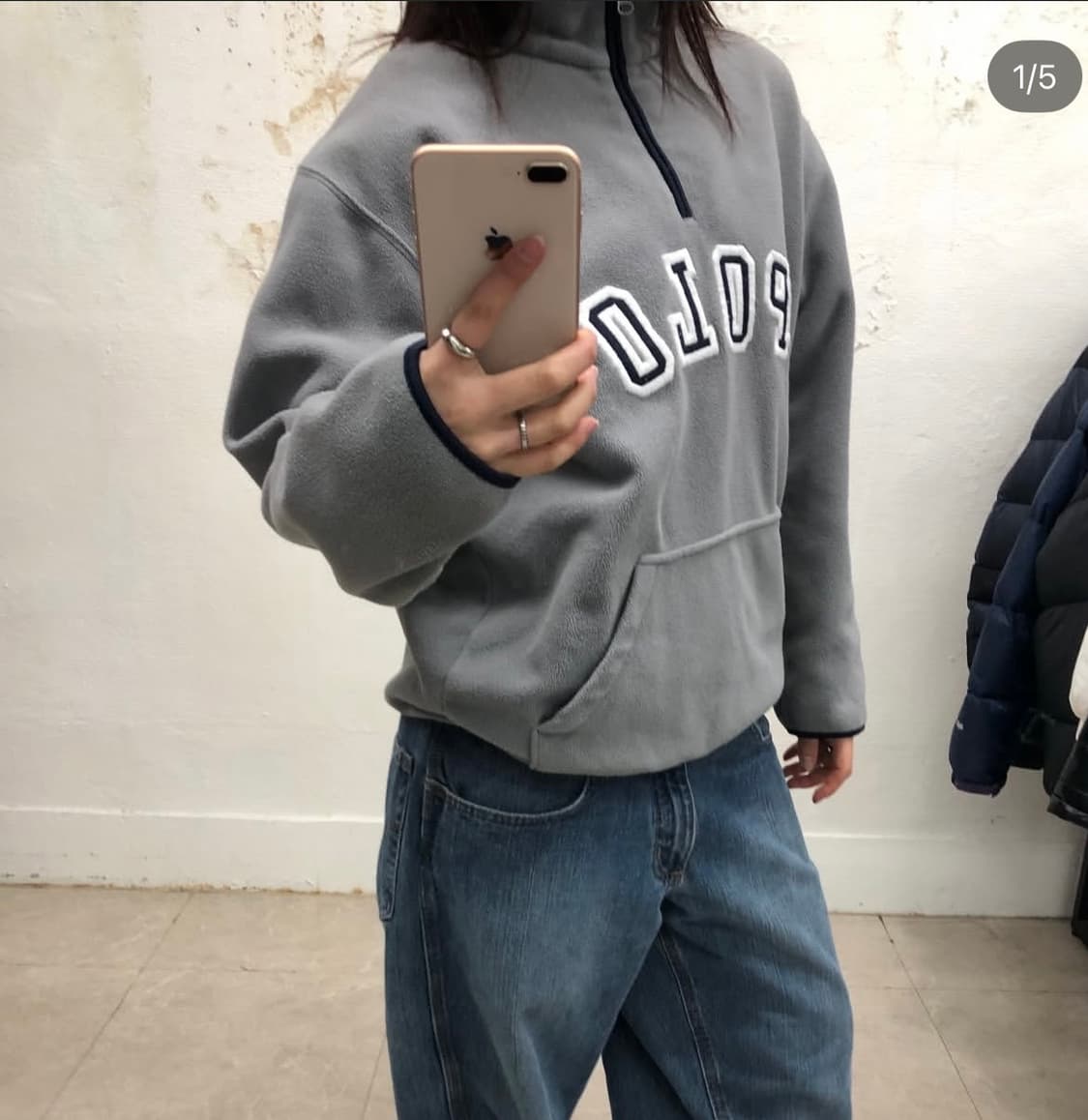 폴로 스펠아웃 플리스 하프짚업 상품이미지4