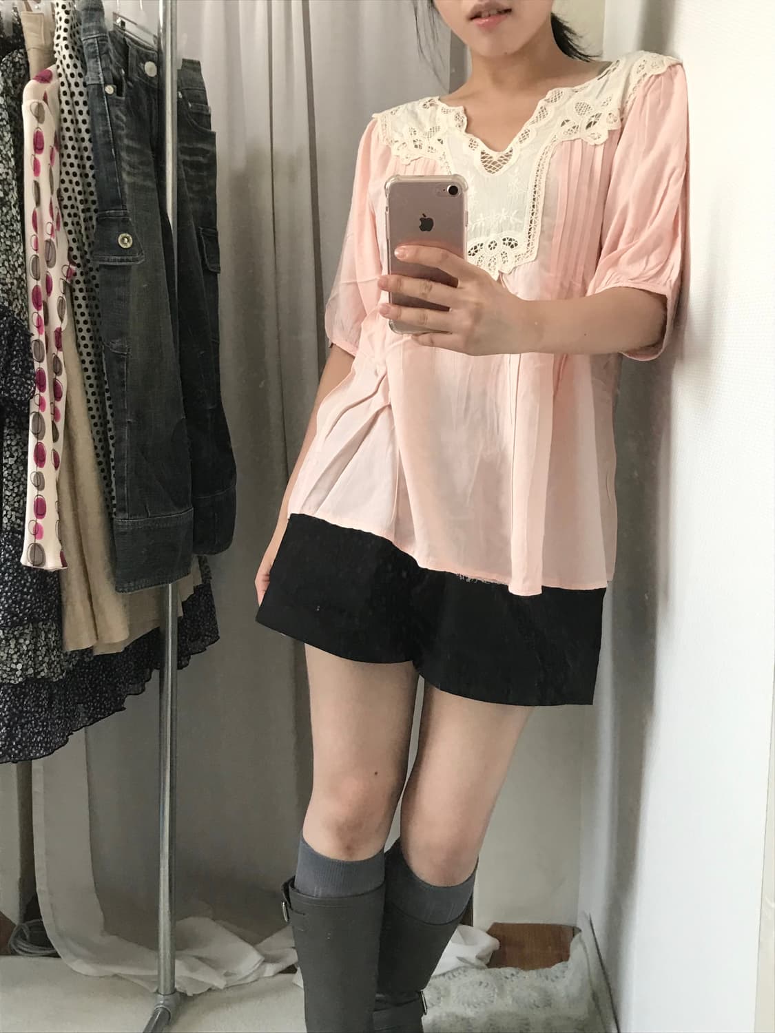 vintage baby pink capri blouse  상품이미지4