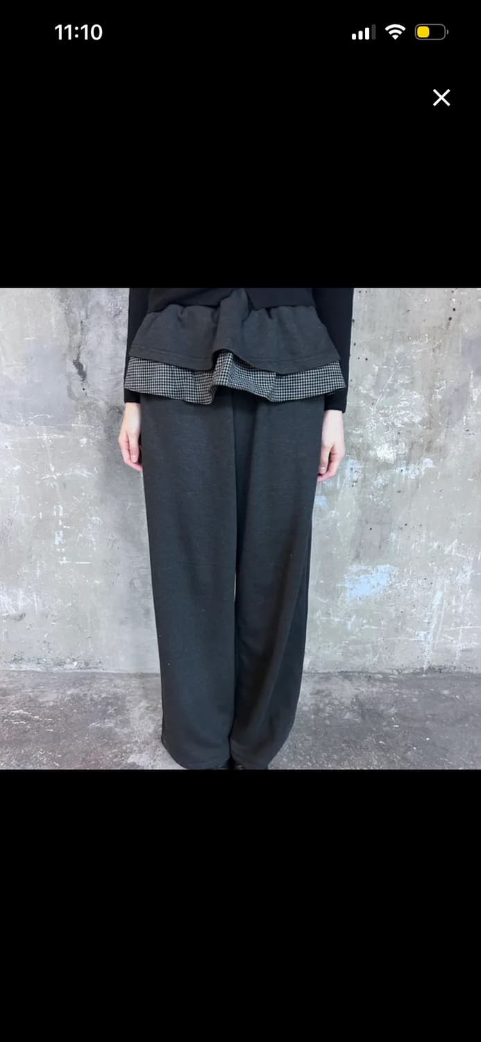 더스티 펑크 여성 체크무늬 패치워크 캐주얼 레이어드 바지 상품이미지2