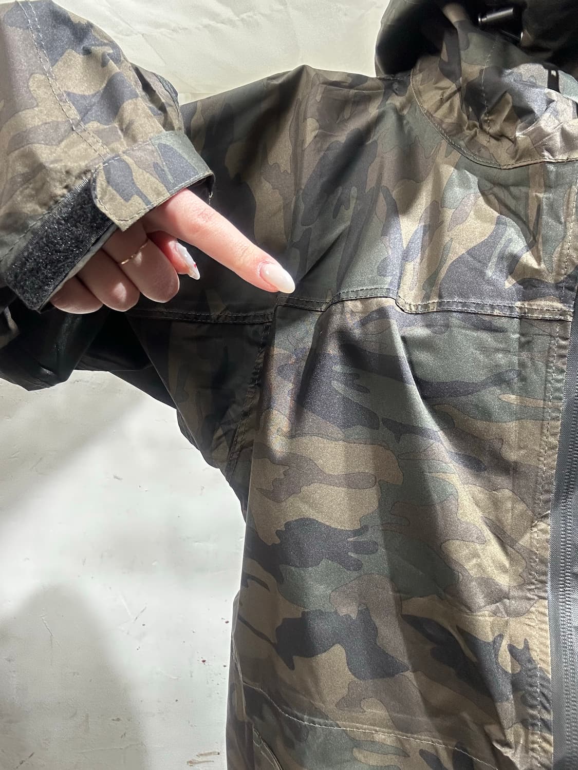 일본 빈티지 카키 밀리터리 카모 후드 바람막이 트랙 자켓  상품이미지4