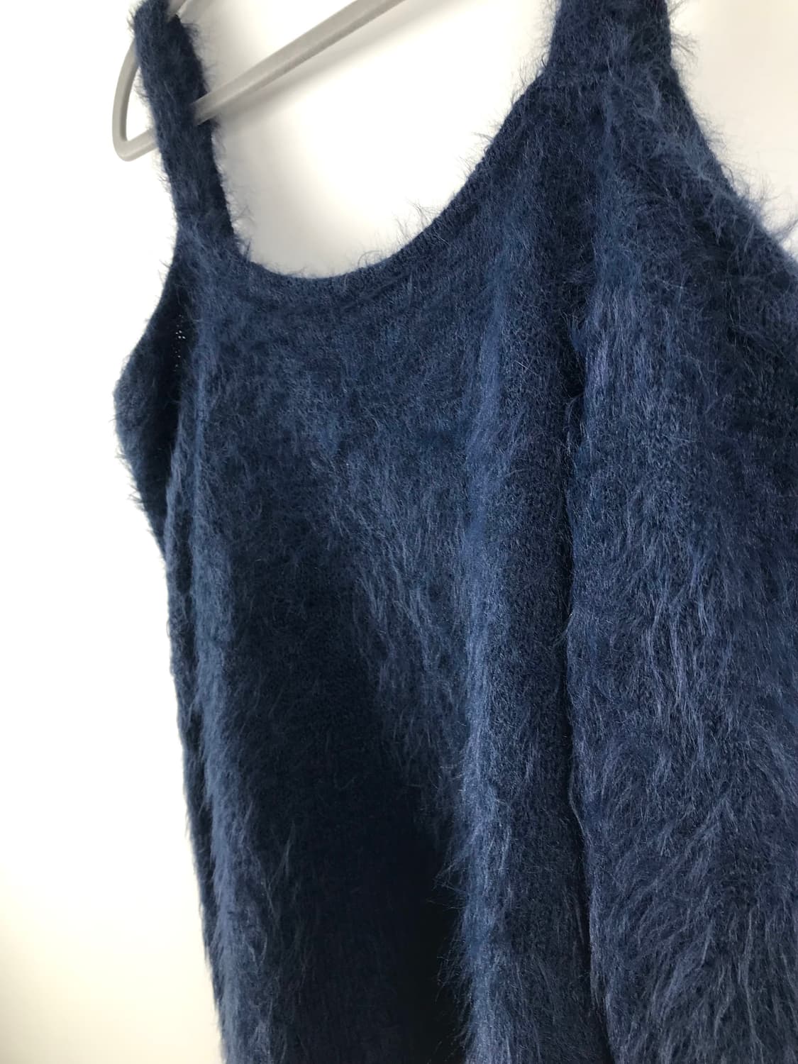 오네갸루 네이비 앙고라 오프숄더 니트 y2k 빈티지 맨투맨 남색 블루코어 상품이미지3