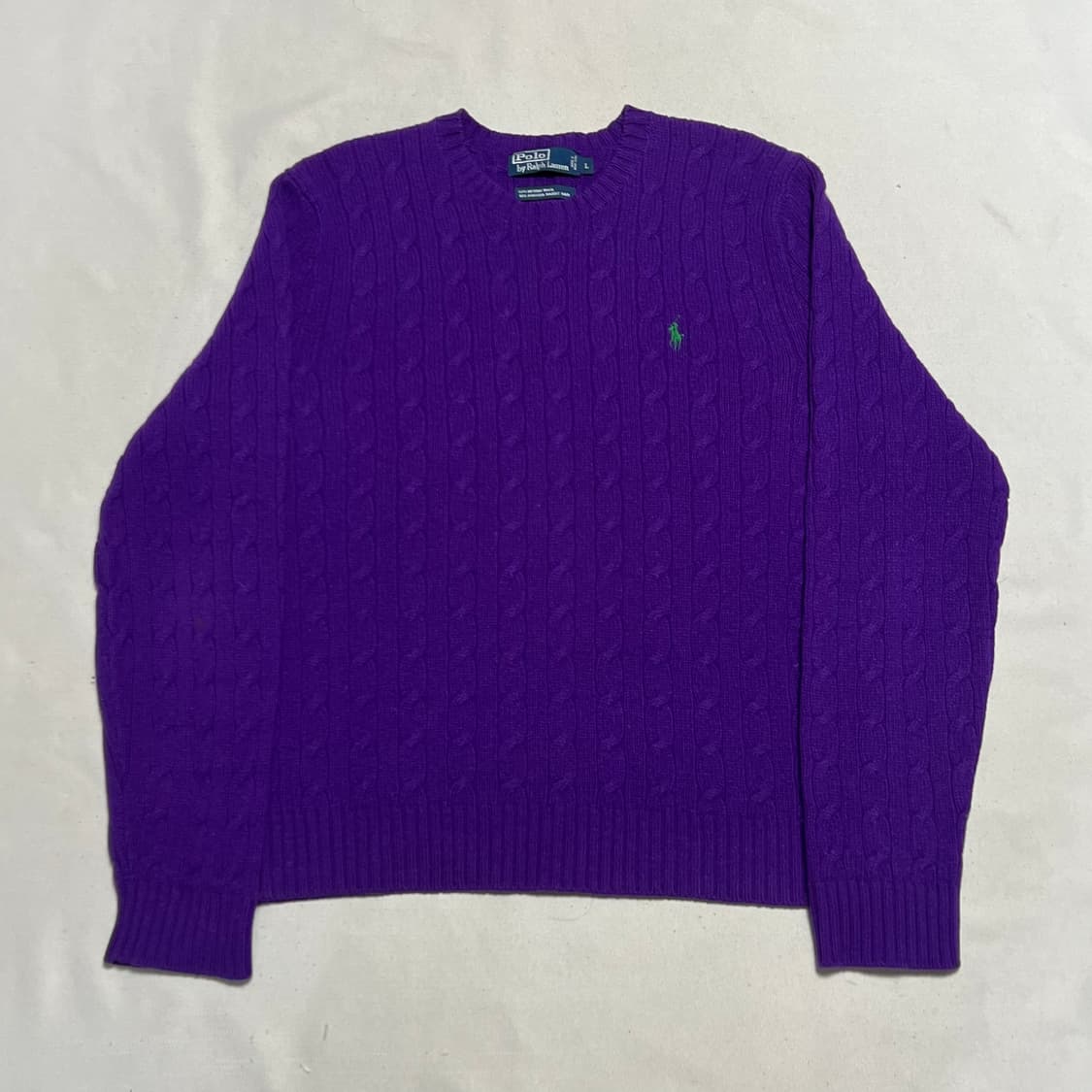L 폴로랄프로렌 메리노울 앙고라 케이블 퍼플 니트 상품이미지2