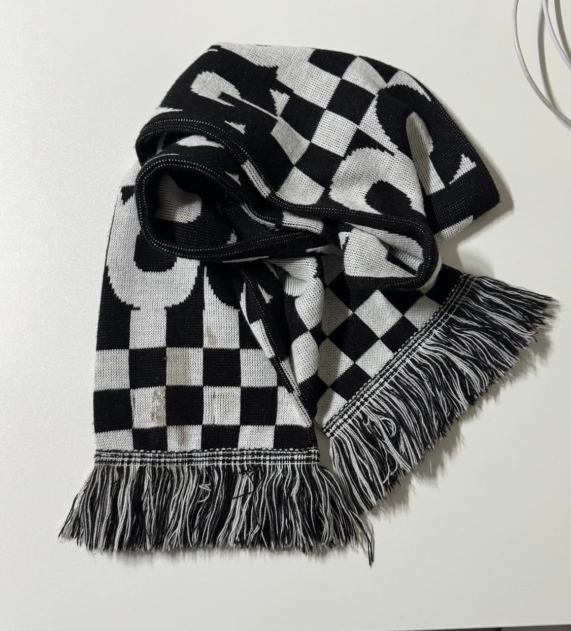 cdg 로고 체크 머플러 화이트블랙 상품이미지2