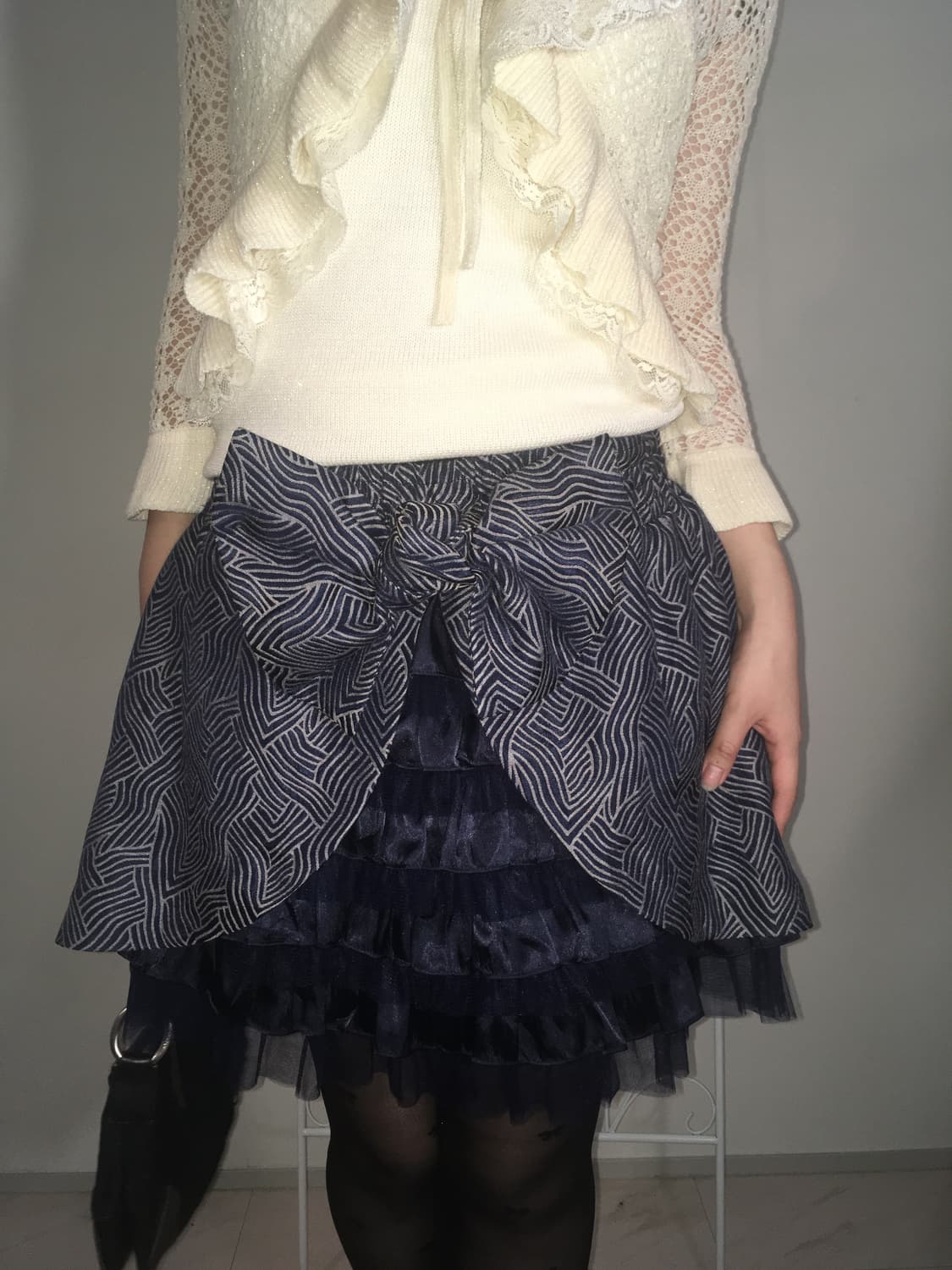Jpn vintage ribbon unique cancan skirt 상품이미지4