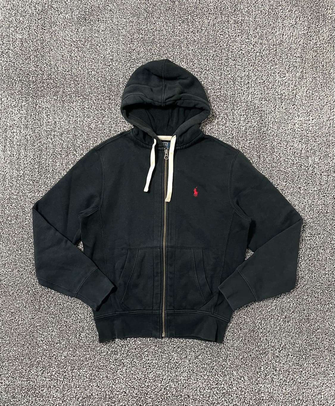 빈티지9. 폴로랄프로렌 코튼 풀집 후드집업 후드 티셔츠 스웻 블랙 상품이미지1