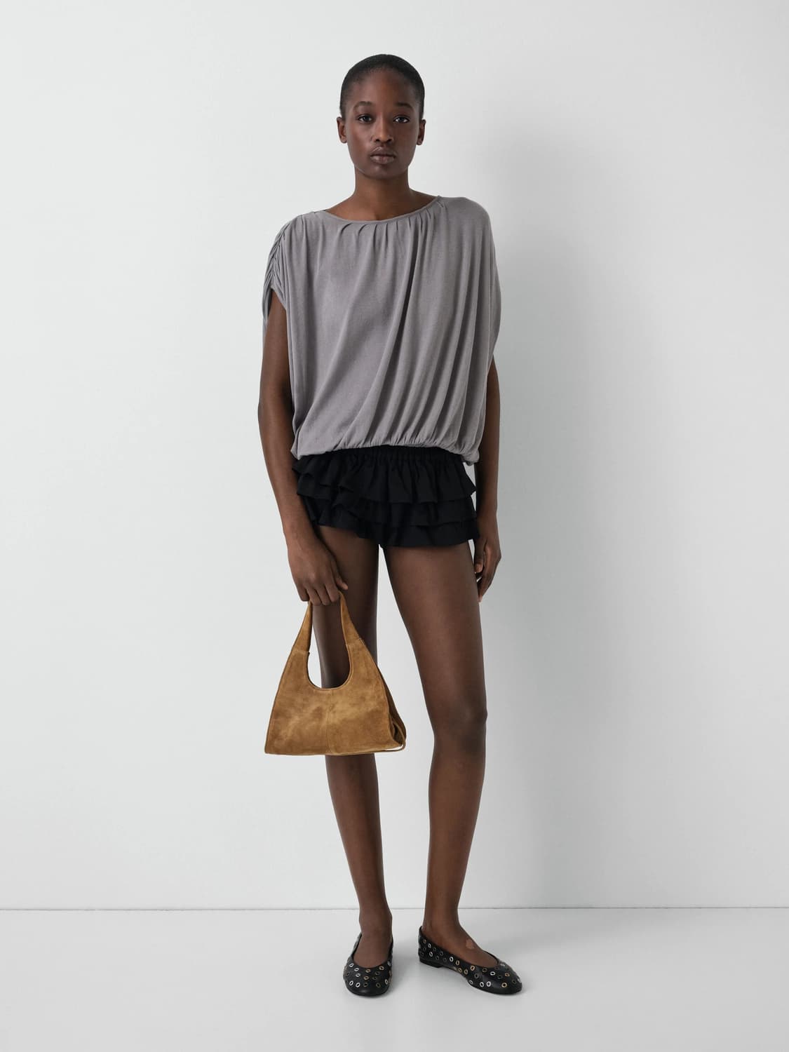 F/ gimaguas 미니 마리아 스웨이드 도트백 카멜 상품이미지2