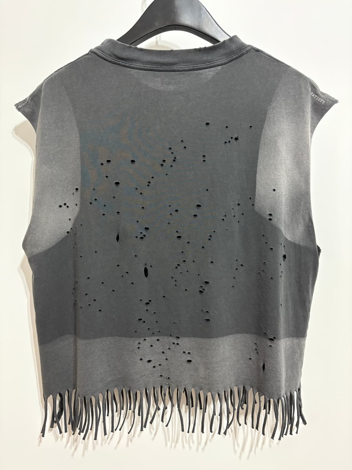 세티스파이 / 모스테크 크롭 프린지 머슬 티셔츠 썬 블리치드 블랙 / 1 상품이미지5