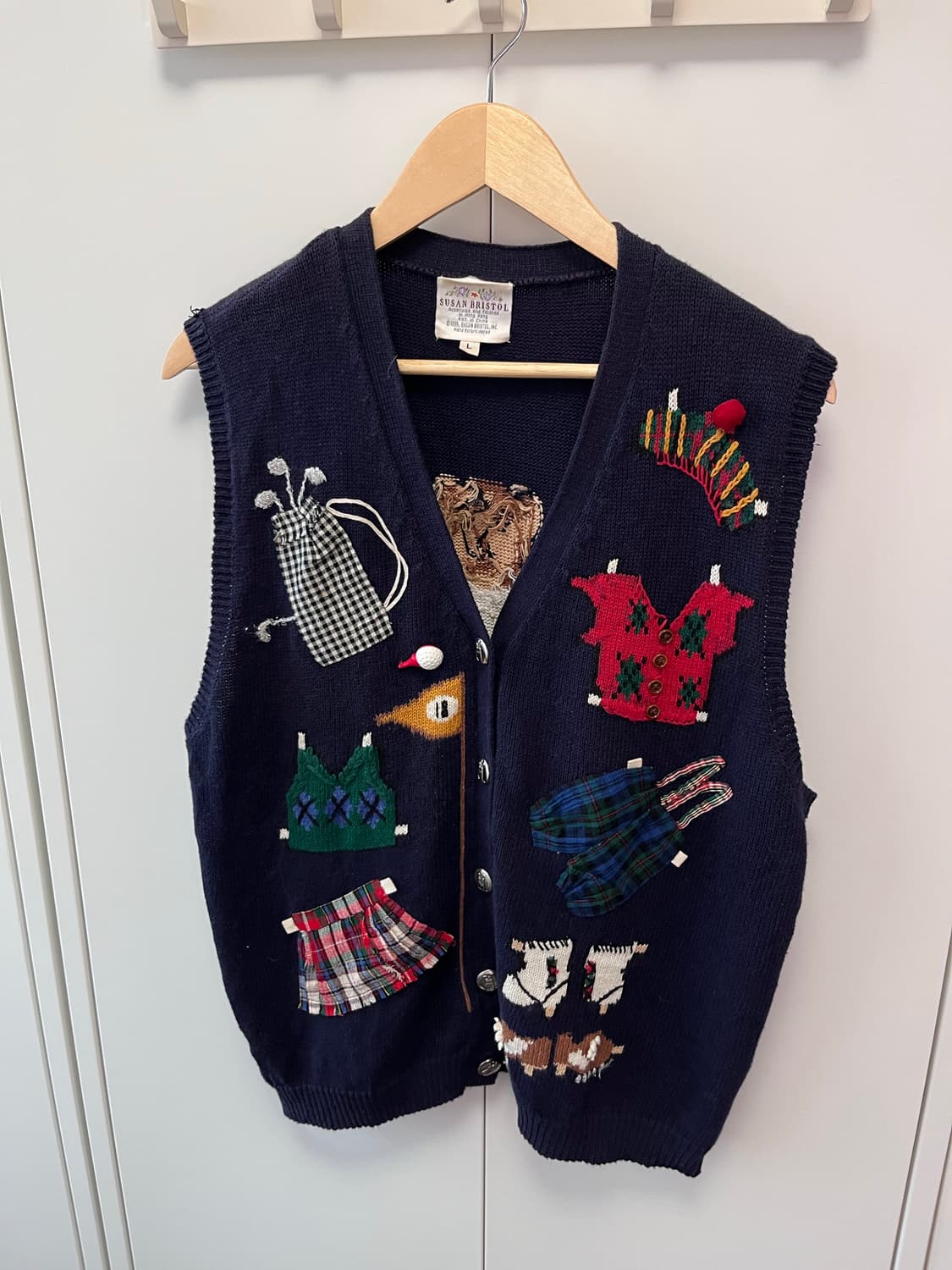 (Rare) Susan bristol 핸드메이드 자수 패치 니트 조끼 상품이미지7