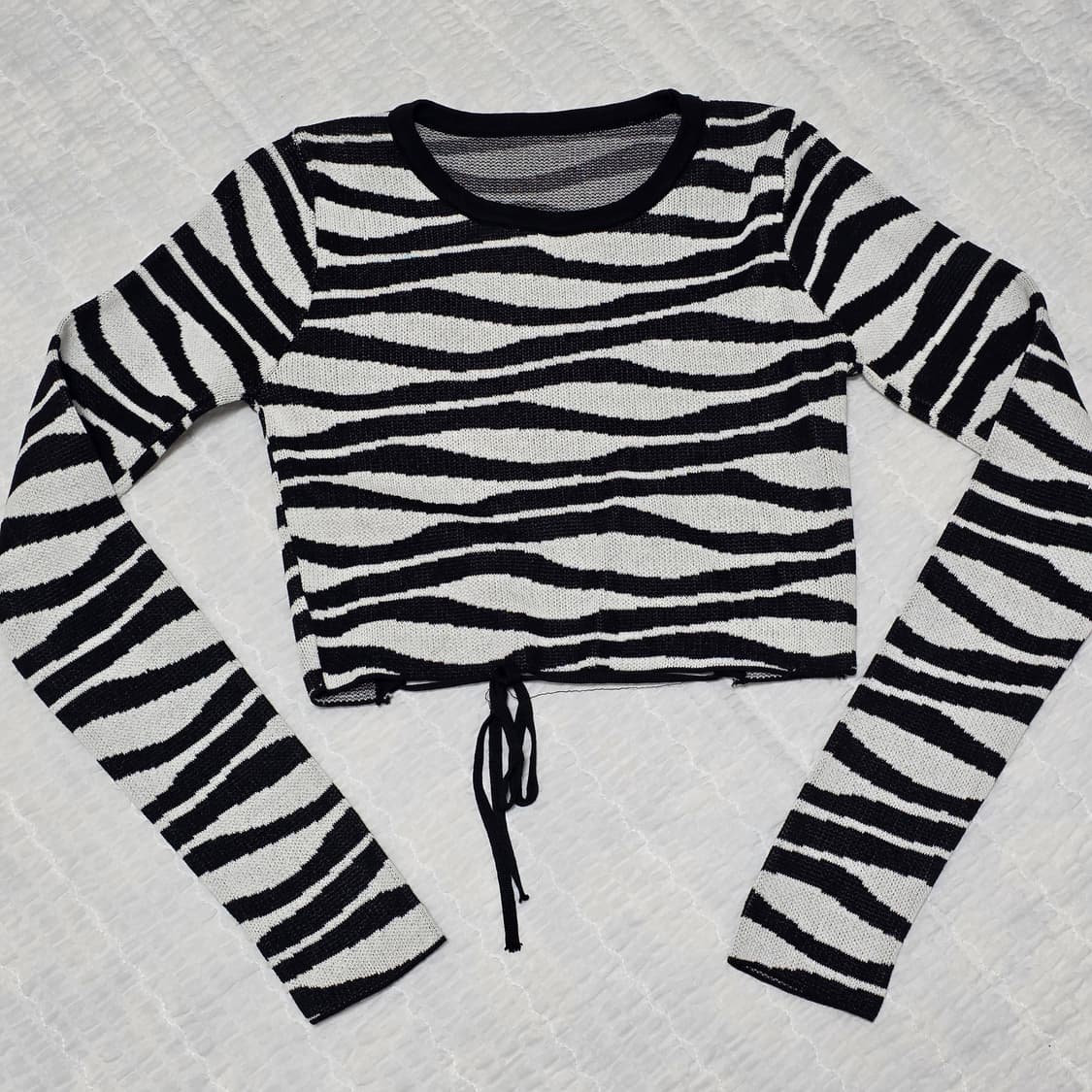 빈티지 지브라 y2k 스트랩 크롭 니트 긴팔티셔츠 상품이미지4