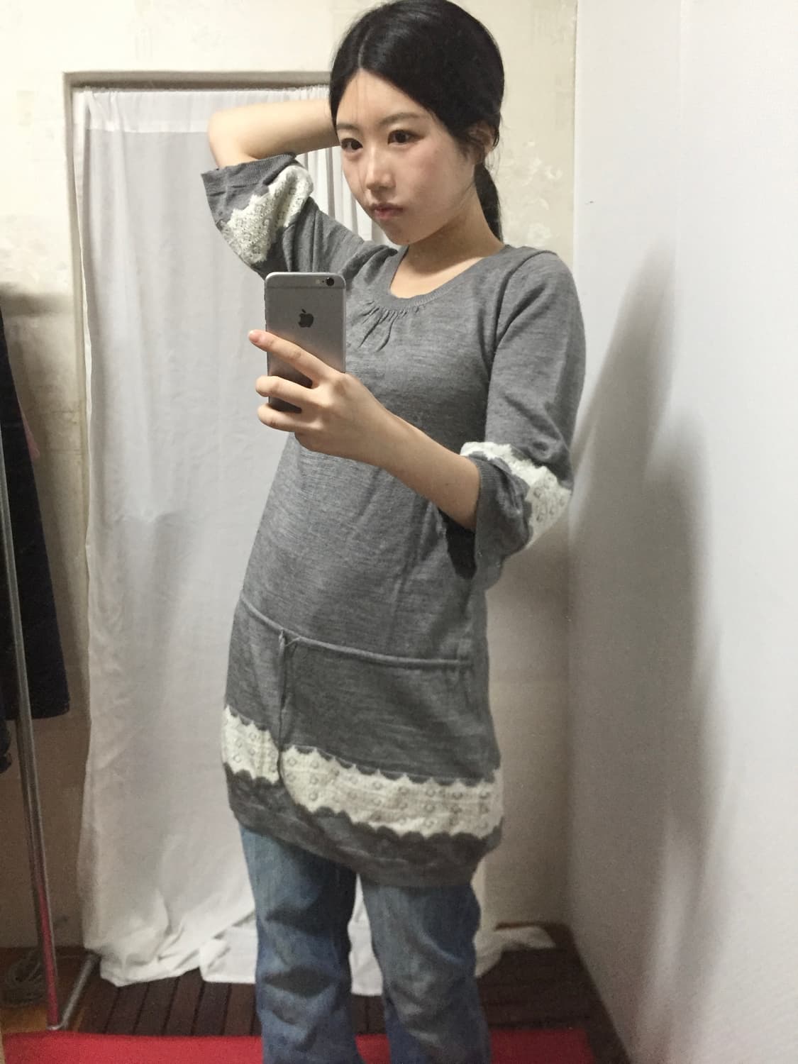 vintage crochet gray dress 상품이미지3