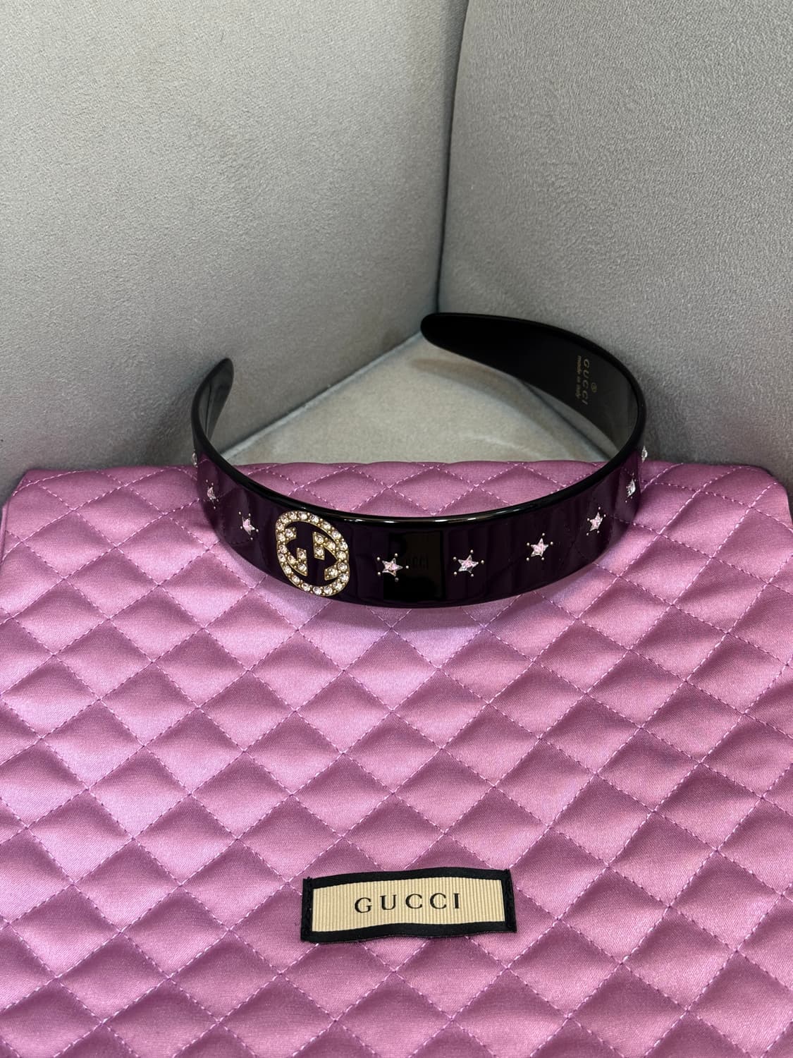 새상품급 구찌 인터로킹 크리스탈 헤어 밴드 머리띠 상품이미지1