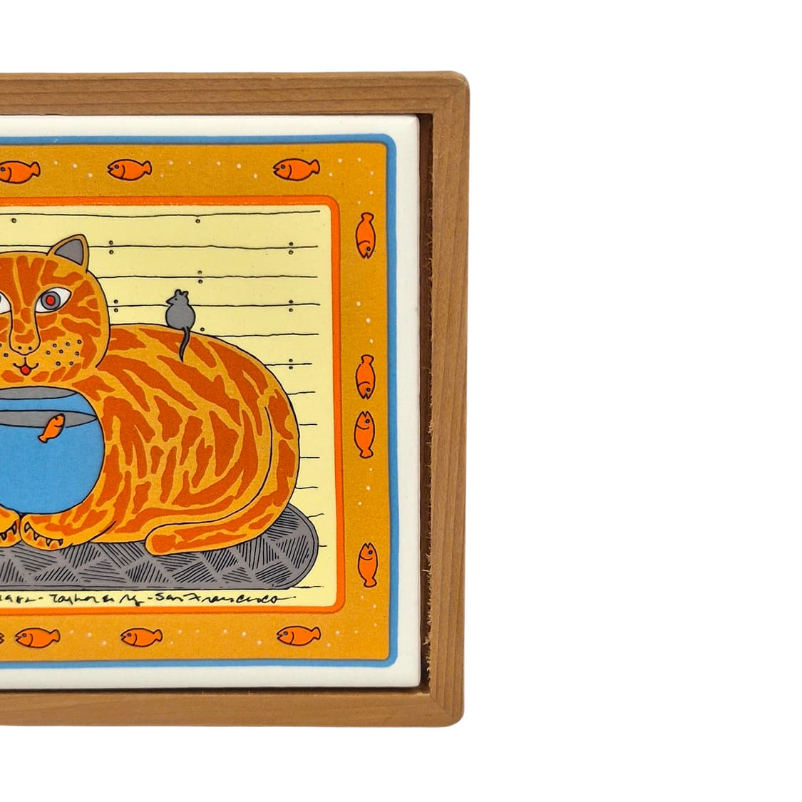 80s 미국 금붕어 고양이 타일 액자&트레이 상품이미지2