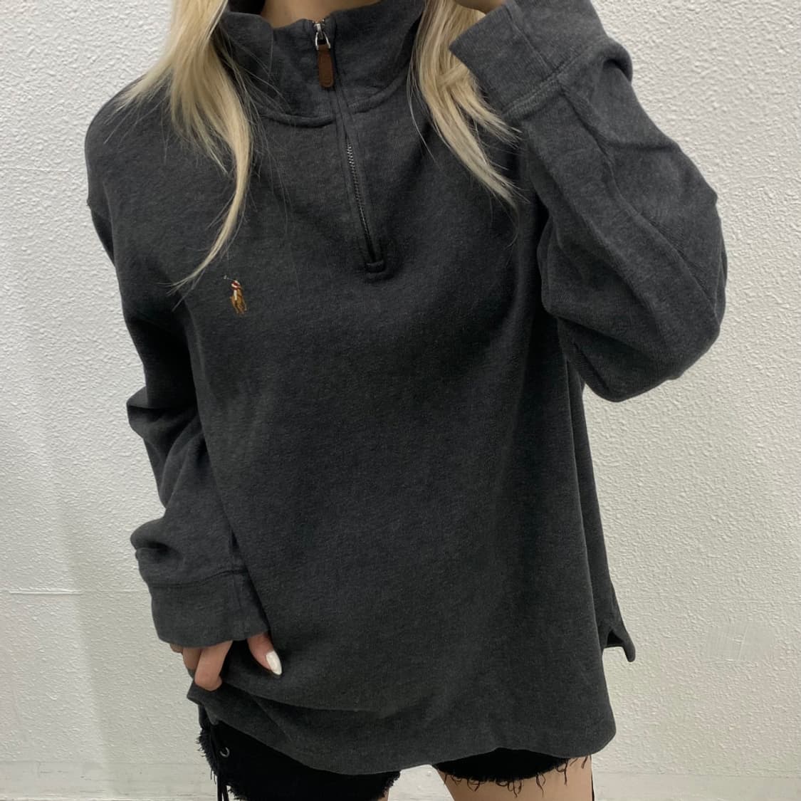폴로 랄프로렌 옥스포드 차콜 반집업 L 상품이미지5