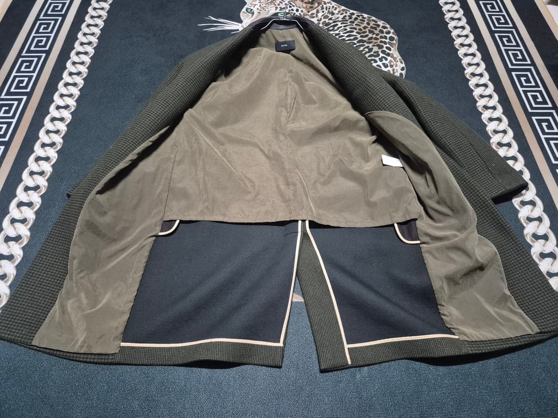 한섬 시스템 레더카라 하운드투스 체크 울 코트 상품이미지4