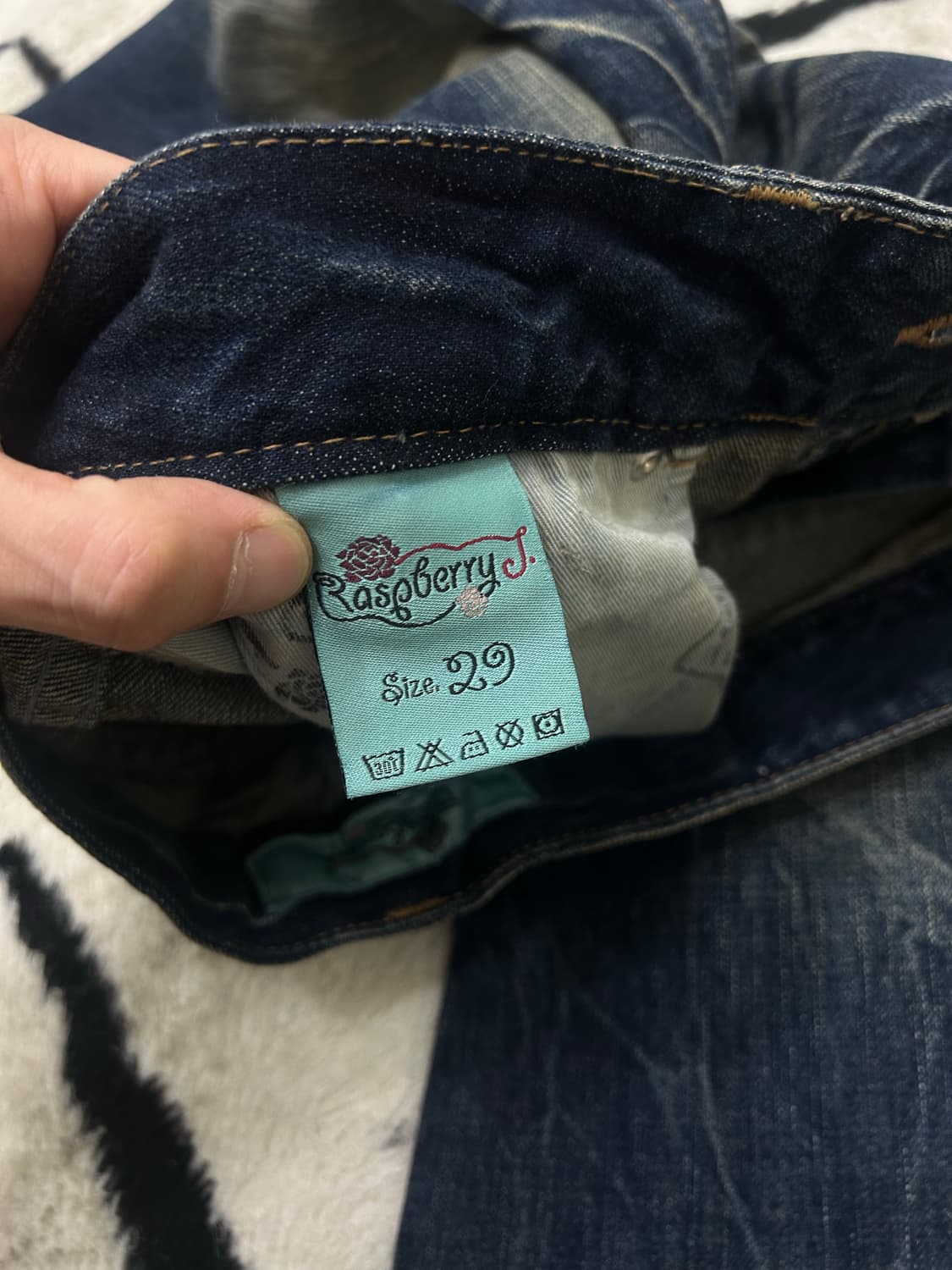 [29]Japan 빈티지 로즈베리 스컬 자수 워싱 부츠컷 상품이미지5