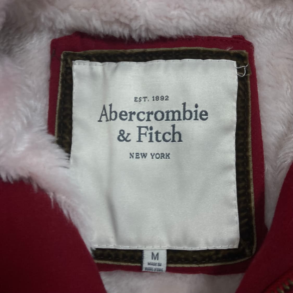 아베크롬비 y2k 스펠아웃 양털 버건디 후드 집업 상품이미지3