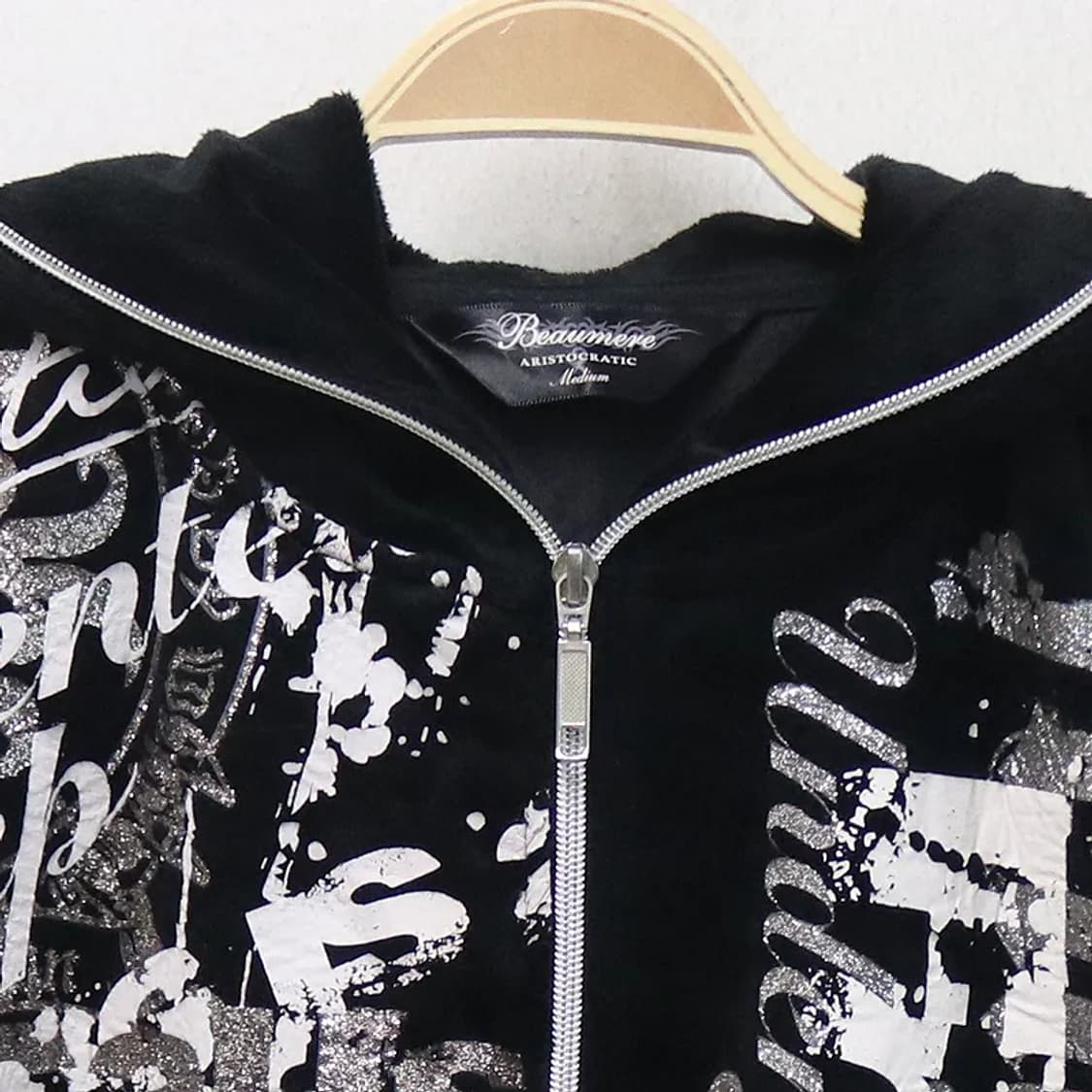 BEAUMERE y2k 펑크 레터링 후드 집업 62634 상품이미지3