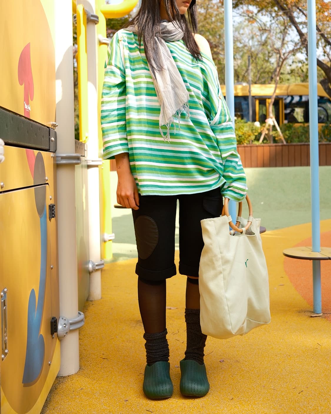 Drop shoulder stripe button top 상품이미지3