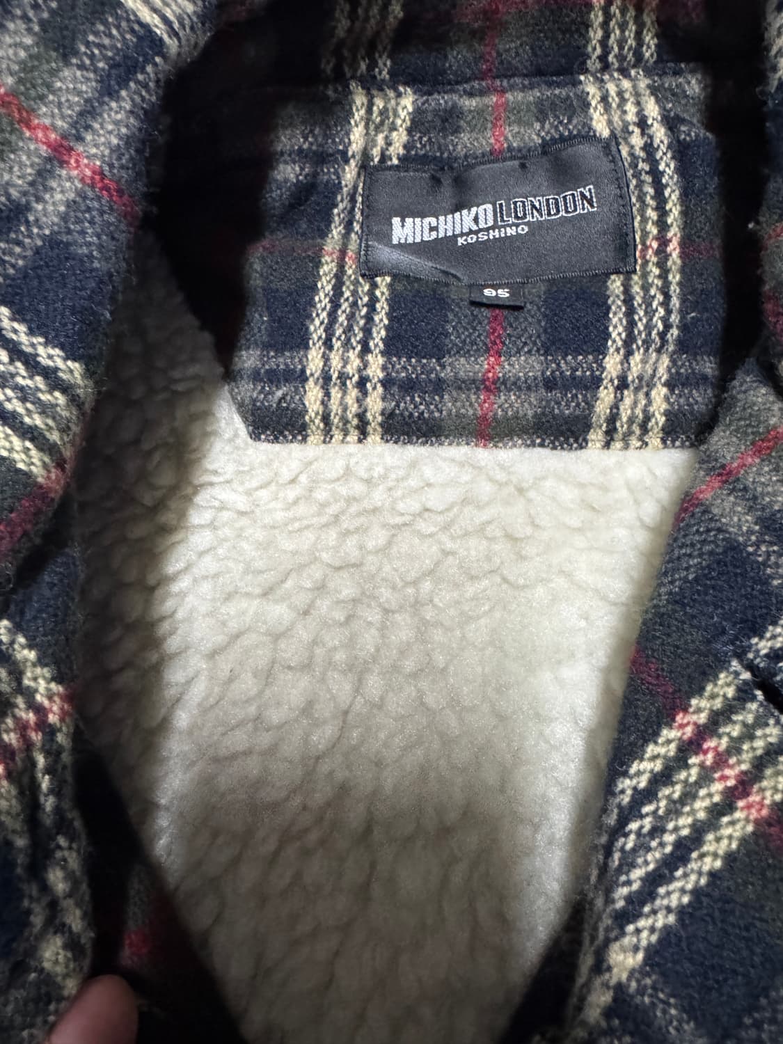미치코 런던 보아털 안감 빈티지 오버핏 체크 자켓 L 상품이미지3