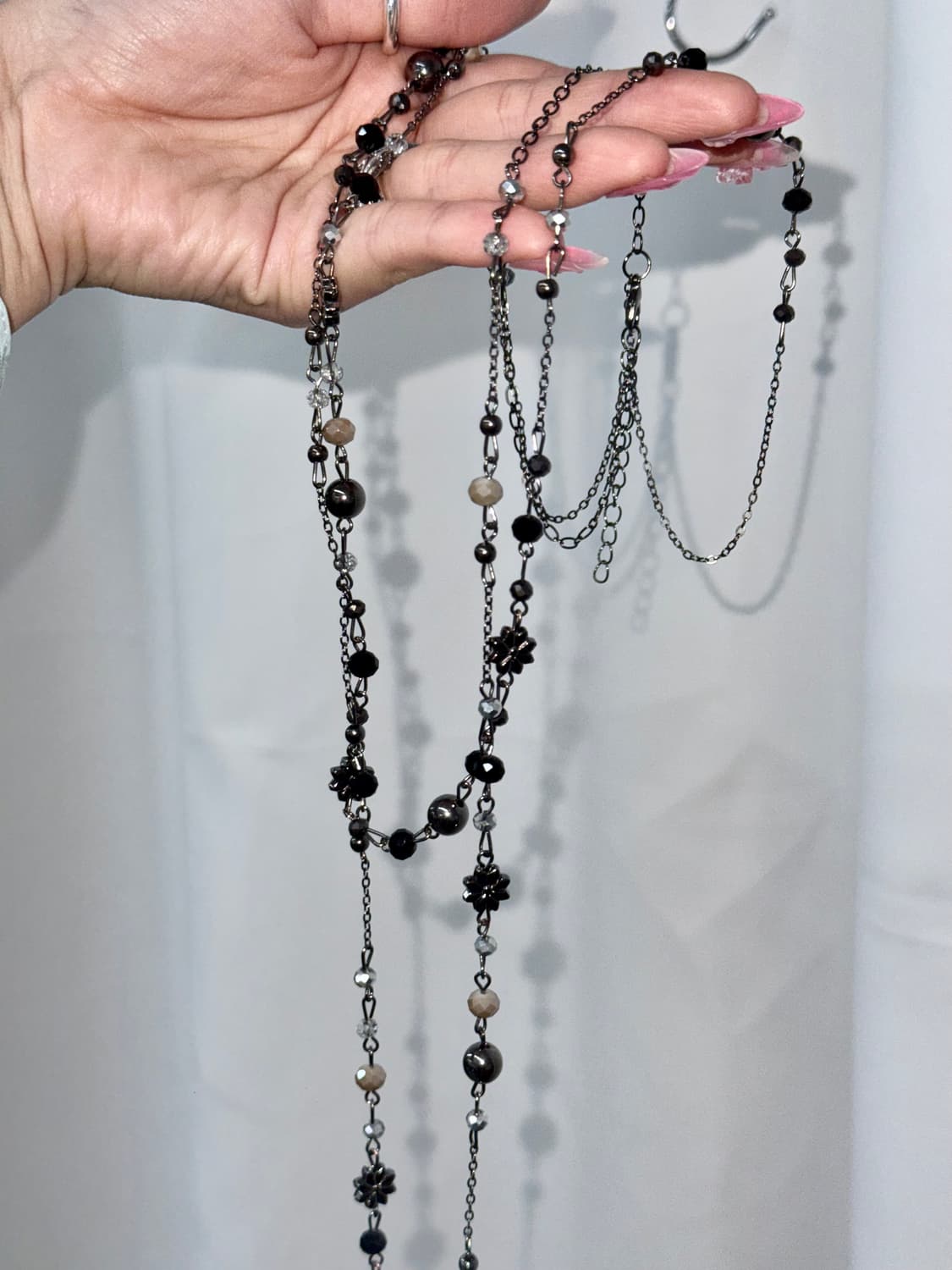 블랙 원석 레이어드 네크리스 상품이미지2