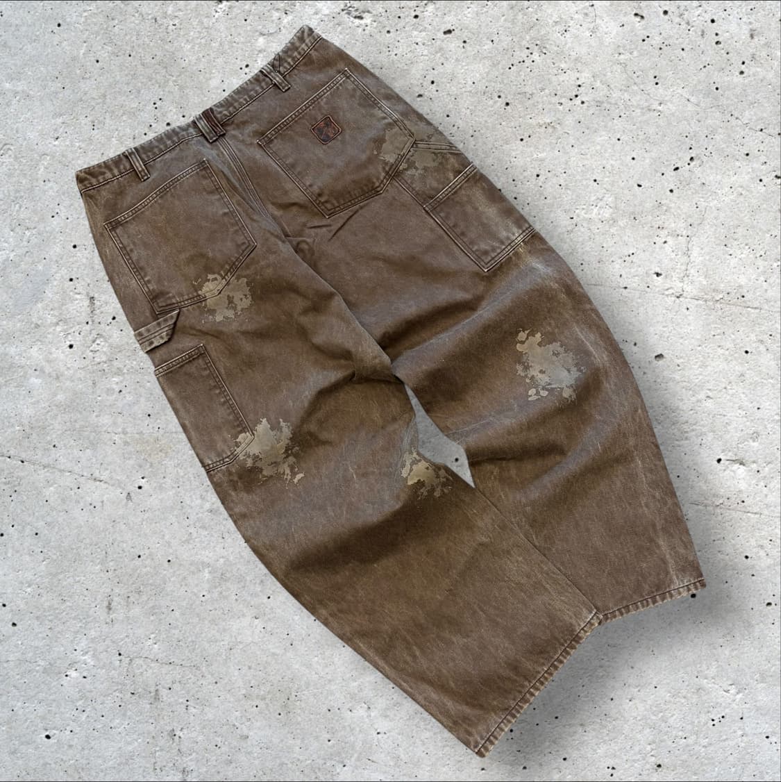 [2] 본로우 더티 페이드 더블니 빈티지 워크웨어 브라운 팬츠 C584 상품이미지2