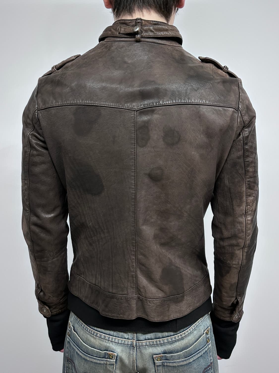 카프 스킨 멀티 포켓 레더 자켓 상품이미지3