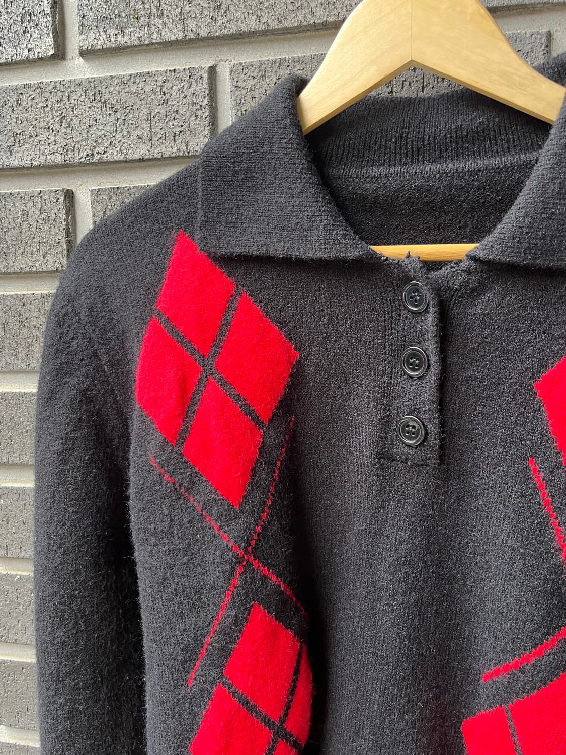 레드 아가일 롱슬리브 니트 블랙 상품이미지7