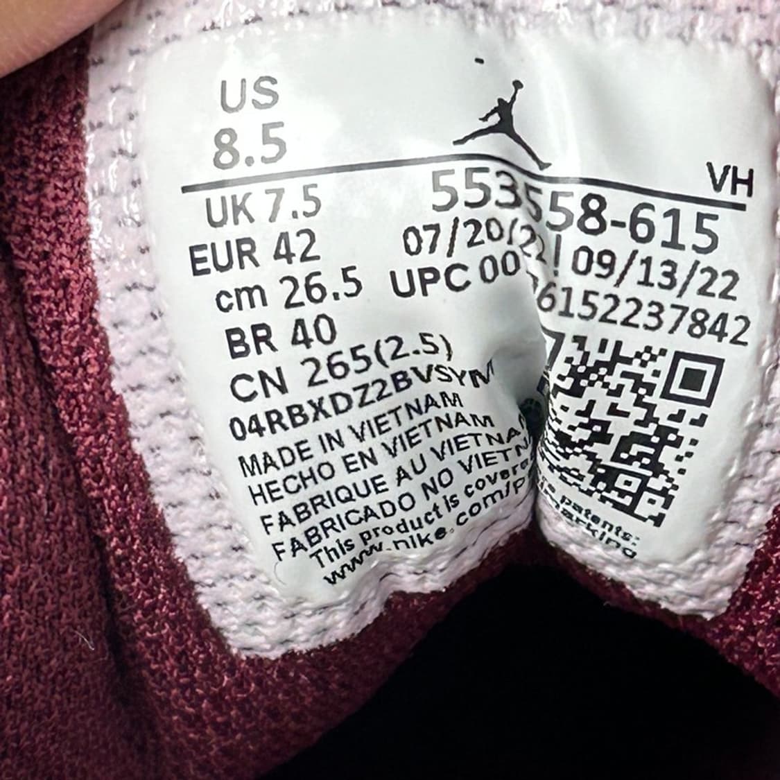 나이키 에어조던 1 로우 체리우드 레드 265 상품이미지7