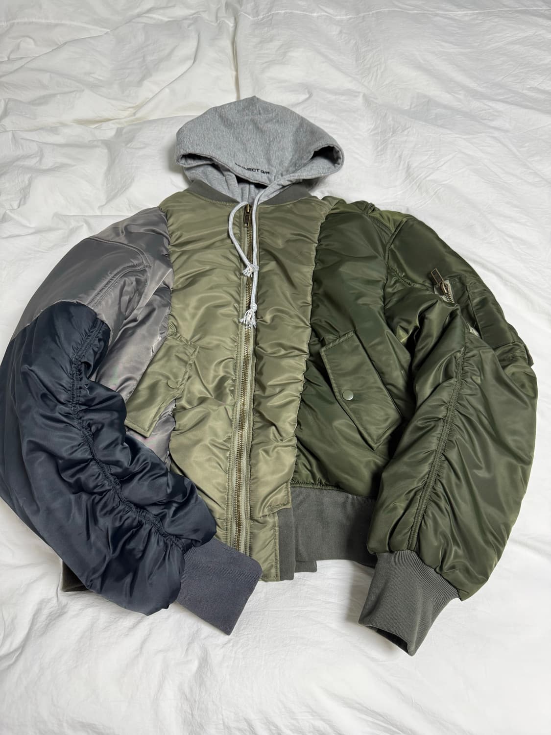 프로젝트 G/R 언밸런스드 리워크 봄버 자켓 카키 상품이미지1