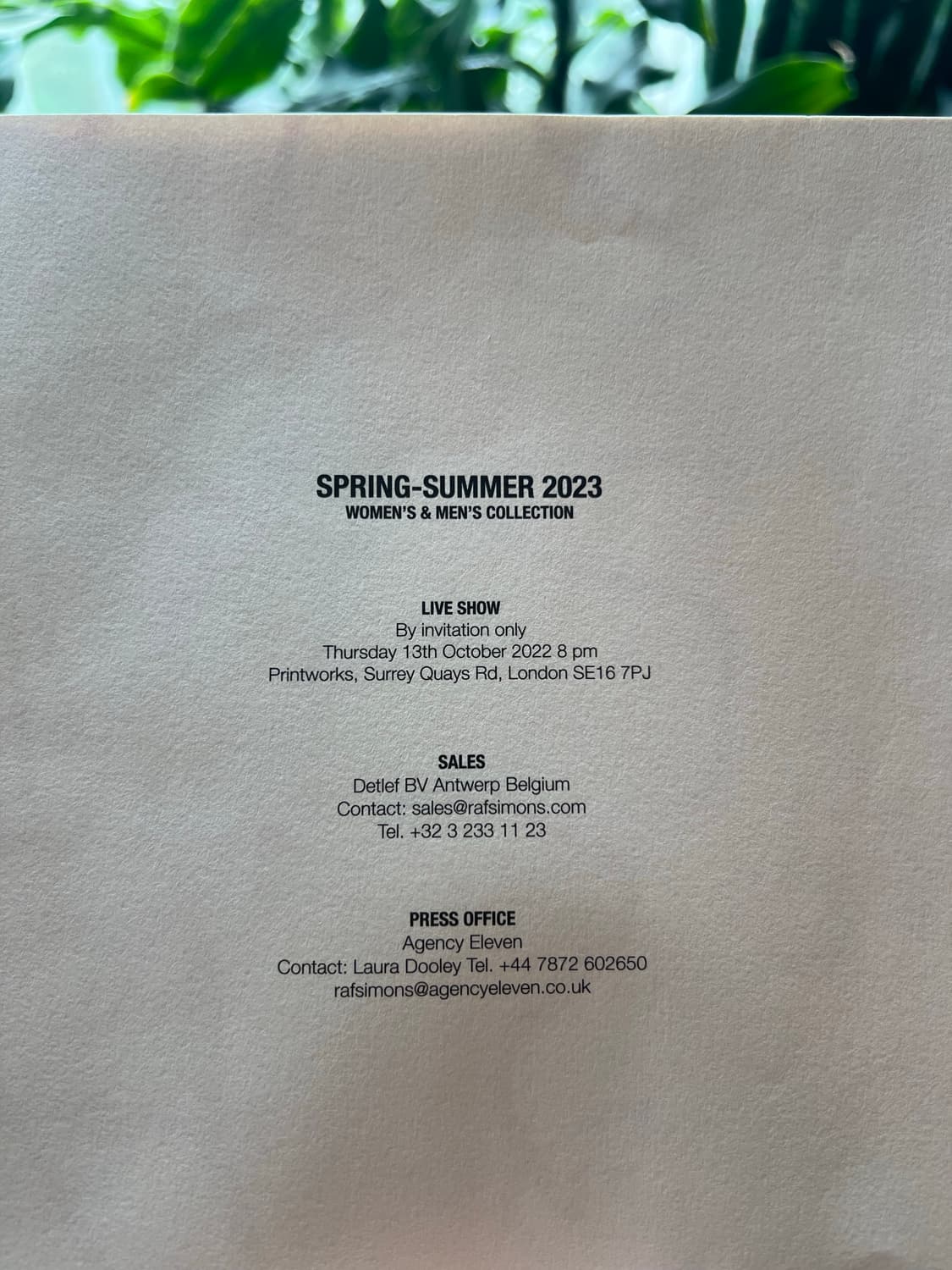 2023 라프시몬스 라스트컬렉션 초대장&친필싸인 상품이미지8