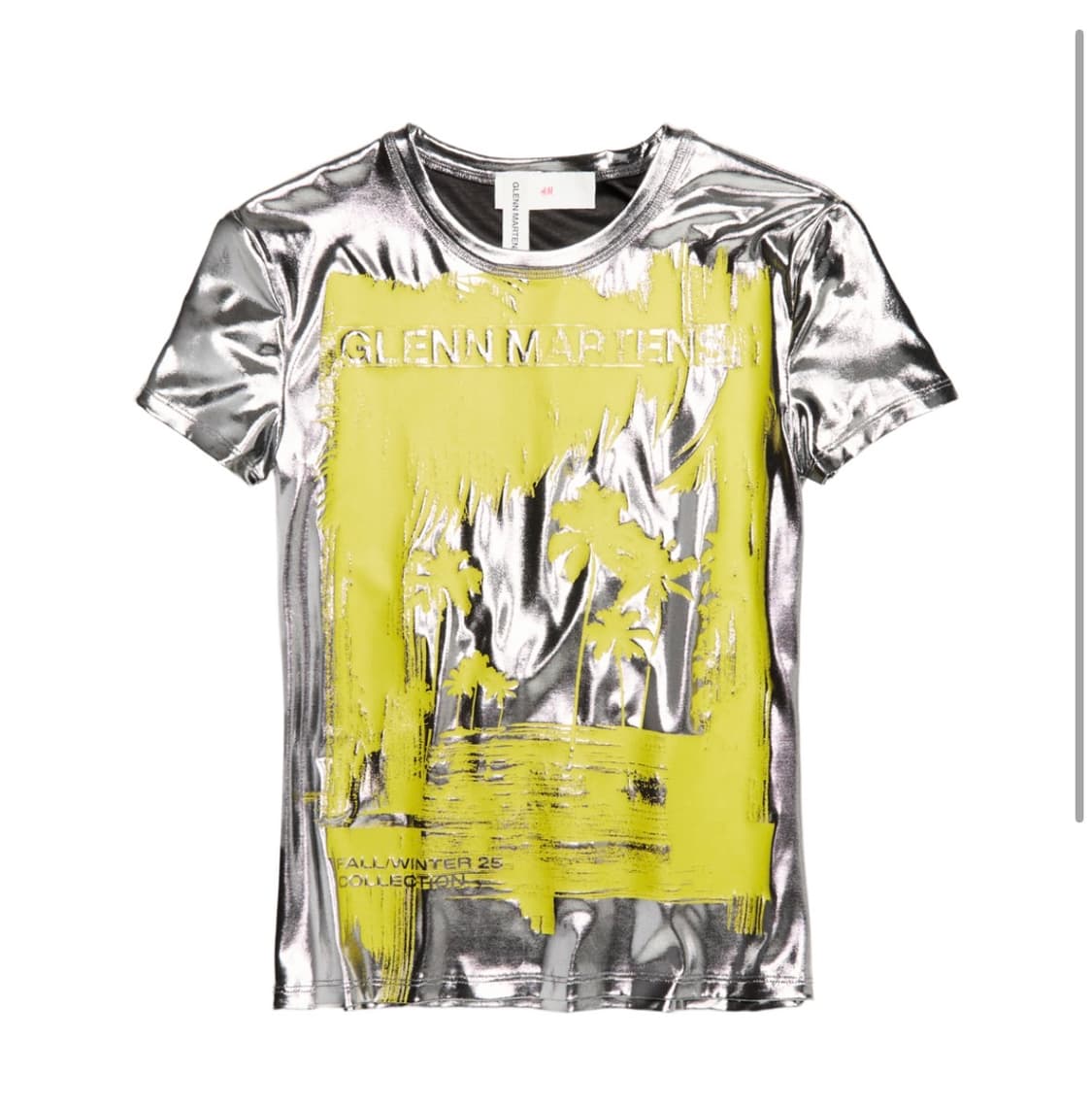 H&M 글렌 마틴스 프린티드 메탈릭 티셔츠 실버 그린 XS 상품이미지1
