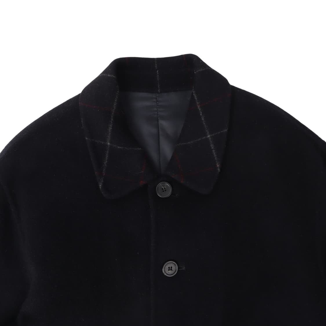 발망 핸드메이드 체크 카라 울 하프 코트 상품이미지2