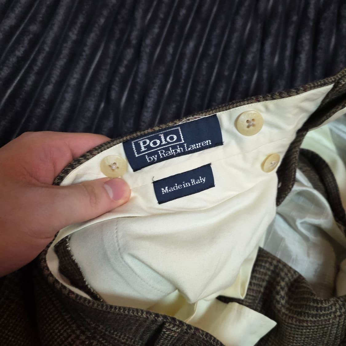 폴로 버진울100% 브라운체크 투턱 트라우저 34 상품이미지3