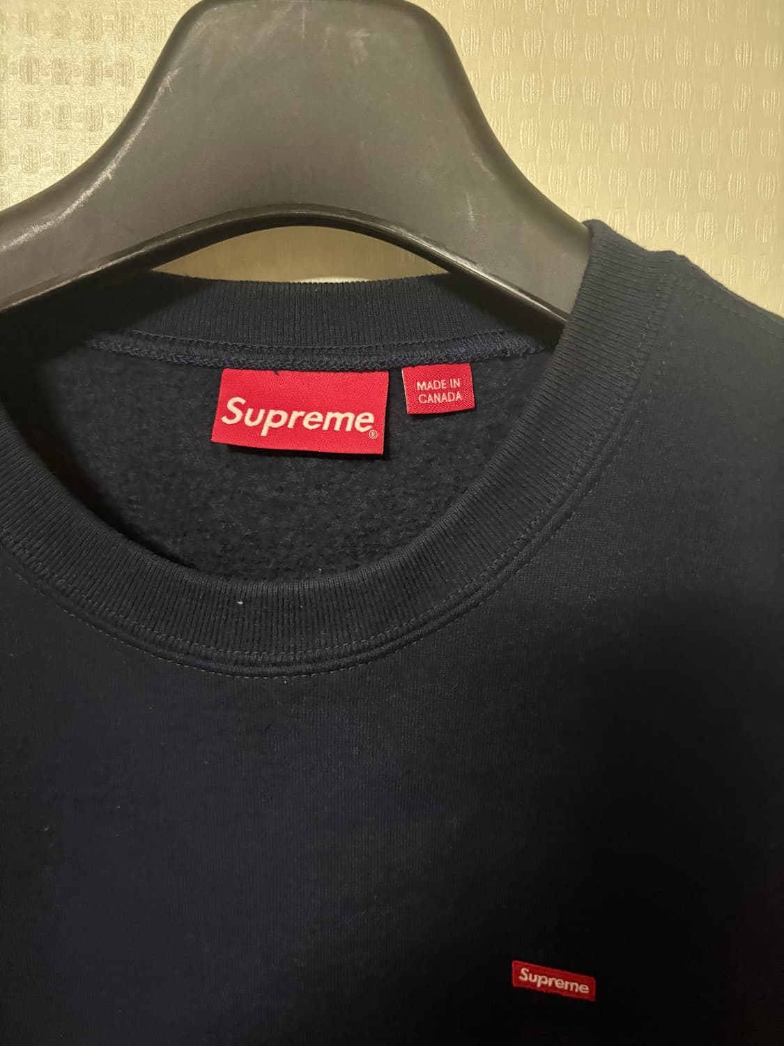 (L)슈프림 스몰 박스 크루넥 네이비 상품이미지2