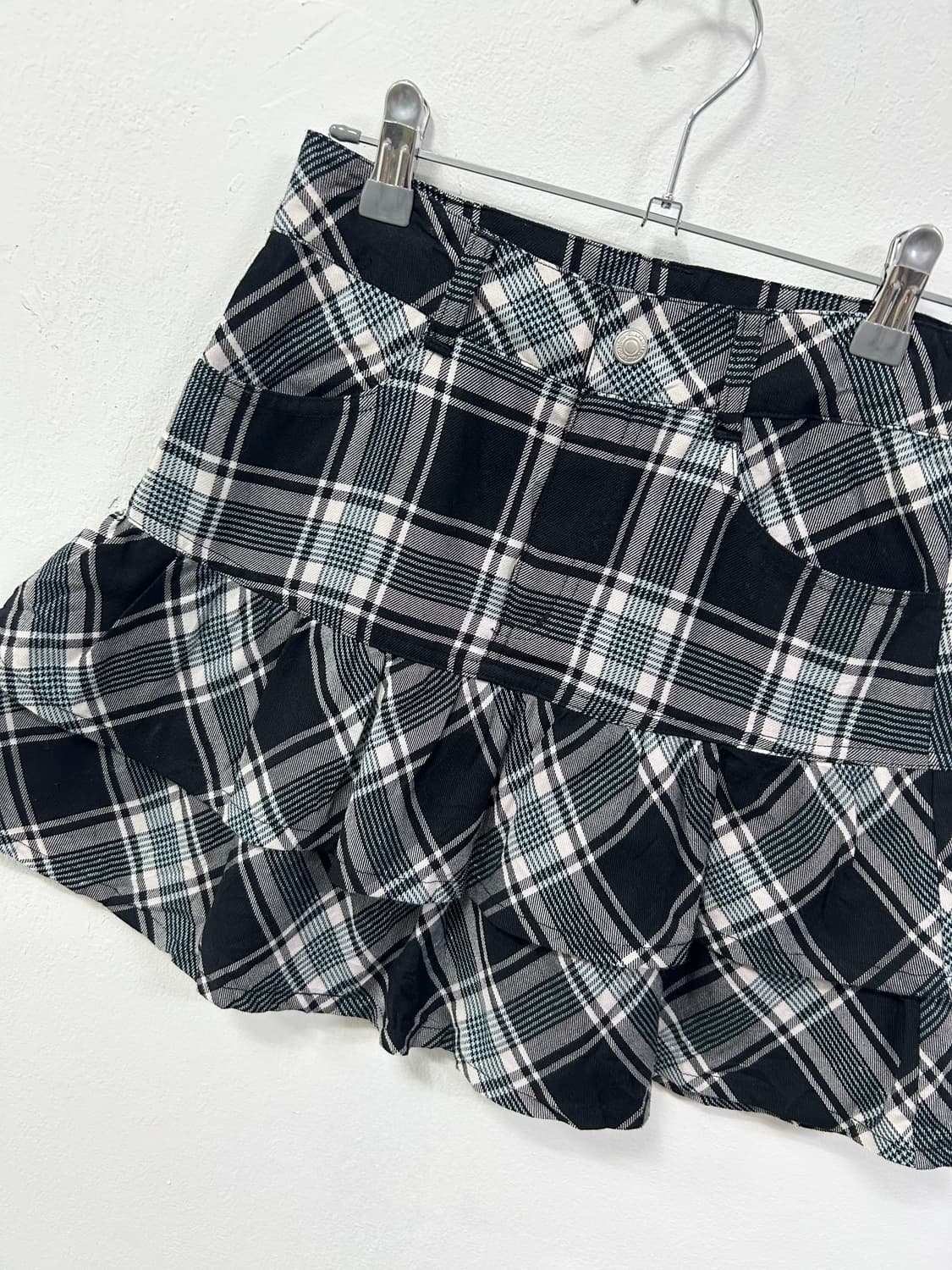 블루 민트맛 체크 퍼프 스커트 상품이미지7