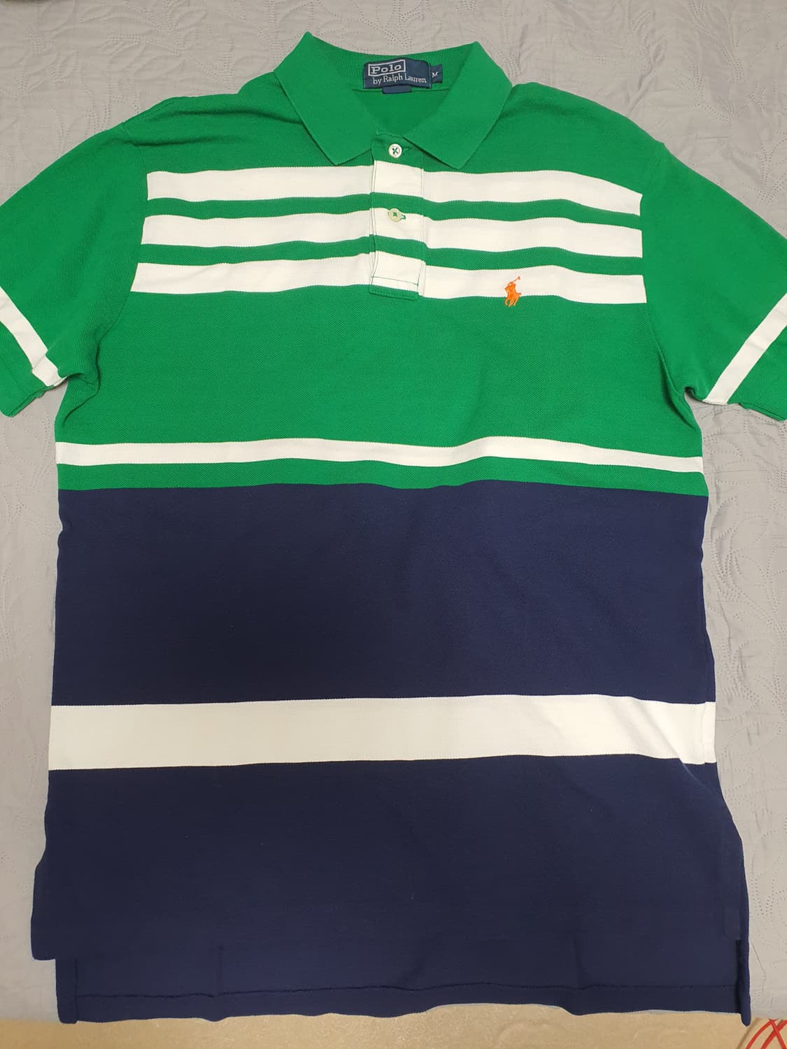 폴로 랄프 로렌 피케 폴로 셔츠 카라티 M 그린 (새 제품) 상품이미지1