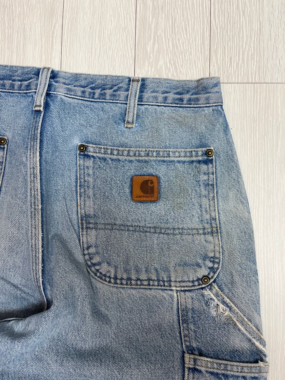 빈티지 칼하트 더블니 연청 34x32 상품이미지5