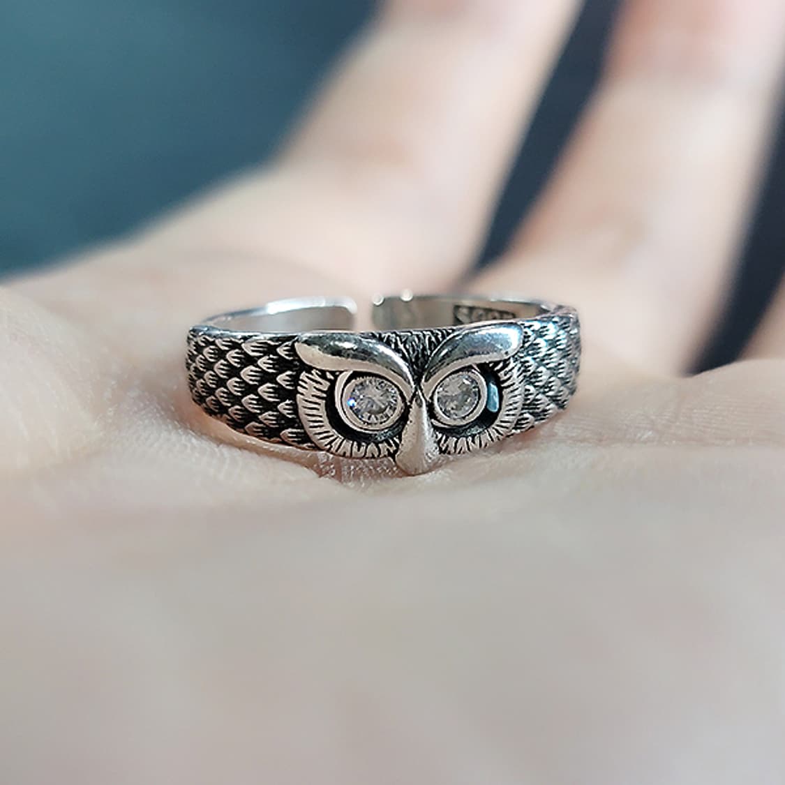 Minerva 실버 남자 엔틱 빈티지 선물 지혜 여신 부엉이 반지 상품이미지5