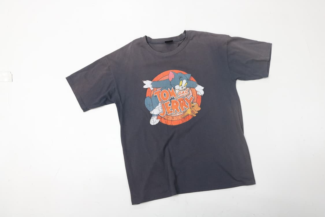 톰과 제리 빈티지 캐릭터 그래픽 차콜 페이디드 반팔 티셔츠 (L) 상품이미지5